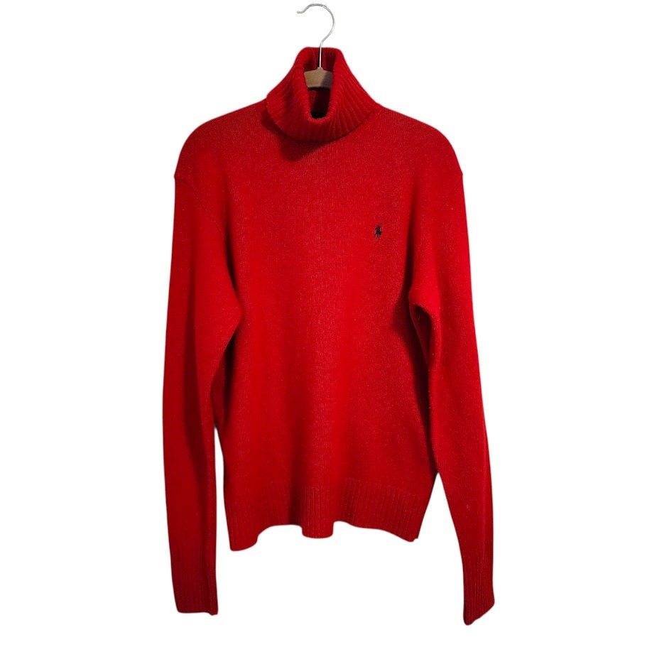 Ralph Lauren Vtg 90s Merino Wool Turtleneck Sweater Poppy Red Knit Pullover M
